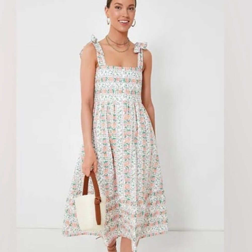 Tuckernuck Floral Midi Dress - White and Pink